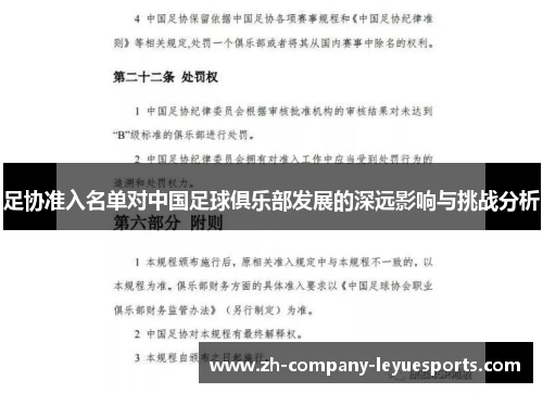 足协准入名单对中国足球俱乐部发展的深远影响与挑战分析